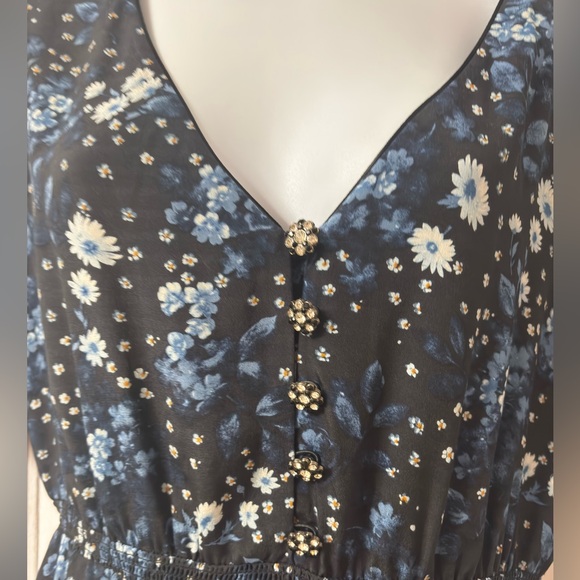 The Kooples Paris silk Floral V-Neck Dress Medium - Picture 2 of 7